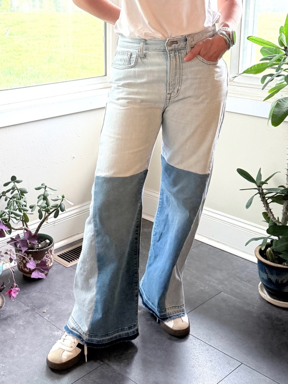Upcycled Madewell Denim Jeans Wide Leg High Waist size 28 x 30